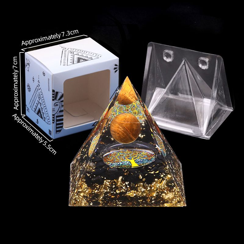2126-Ágata de cristal 5cm de cascalho pirâmide Resina epóxi escritório doméstico enfeite de mesa artesanato