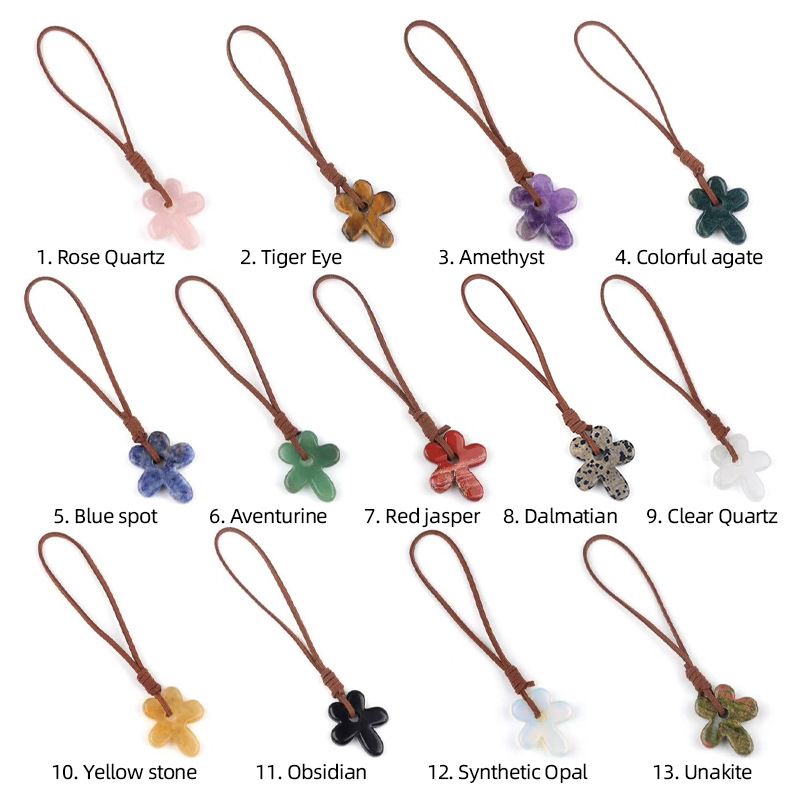 2322-Pingente de flor de cinco pétalas antigo cristal ágata escultura flor DIY artesanato decorativo acessórios material