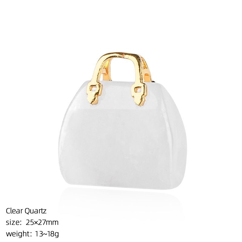 Pingente de saco de ágata de jade natural transfronteiriço paisagismo criativo colar DIY gravura cristal mini bolsa ornamento