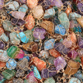 2193-15~ 25 mm de cristal rosa roxo olho de tigre pedra áspera enrolamento pingente brincos de jóias DIY acessórios