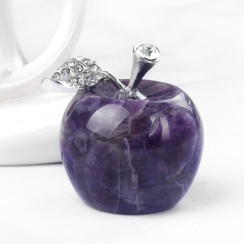Maçã grande 1742-30Mm, ornamento de pedra de cristal natural, ornamento de maçã de cristal de Natal na véspera de Natal