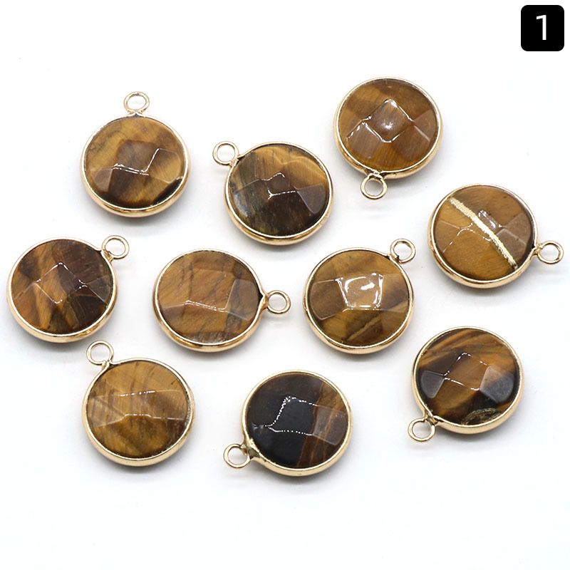 1381-Pingente de seção redonda com bainha de cristal natural pendurado único pingente redondo de pulseira DIY colar material de jóias