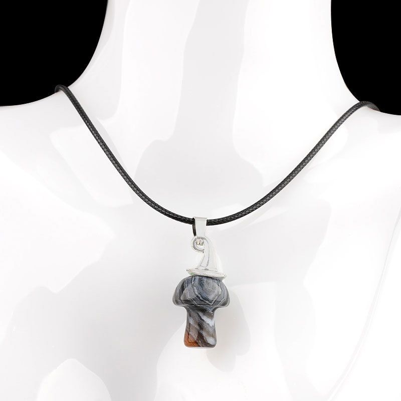 Pingente De Cogumelo De Chapéu De Bruxa De Cristal Natural