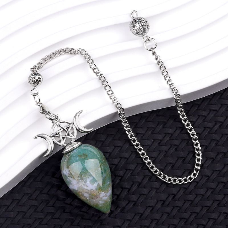 2146-Queda de água de cristal natural pingente de pêndulo da lua trifásico pingente de jóias pingente novo fabricante