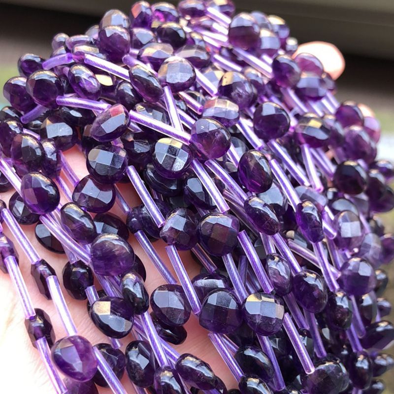 537 Amethyst gota de água cortada rosto contas soltas 8mm 10 DIY pulseira de jóias artesanais brincos de material de grampo de cabelo acessórios