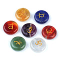 1783-Sete chakras cristal de ágata natural 20mm redondo sete veias símbolo de ioga 7 peças