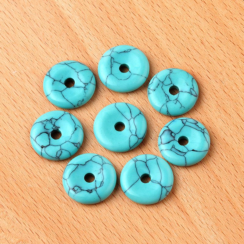 1641-12 ~ 16mm fivela de segurança, pingente de donut de pedra de ágata de cristal, anel de furo grande acessórios de jóias DIY