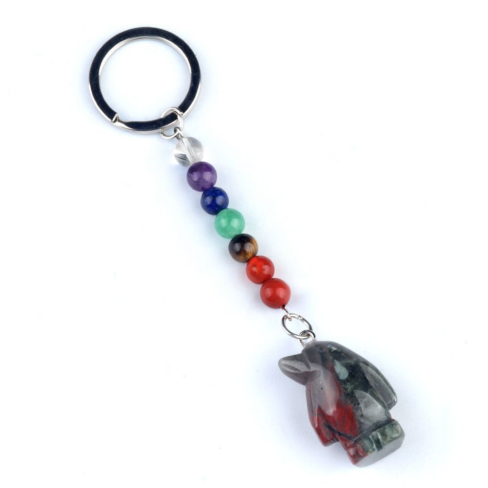1961-Chaveiro de pinguim de pedra de cristal colorido, pingente de jóias de chakra, pingente de chaveiro de animal pequeno