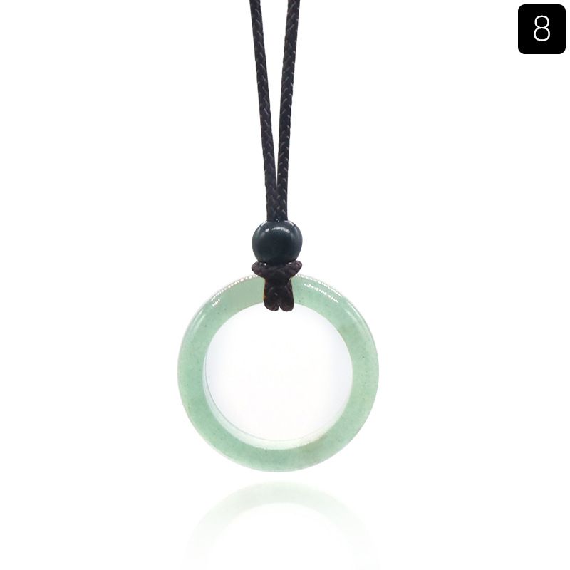 1435-Colar de Anel de Pedra de Cristal Natural Anel de Correr Clavícula Círculo Feminino Colar Simples Jóias