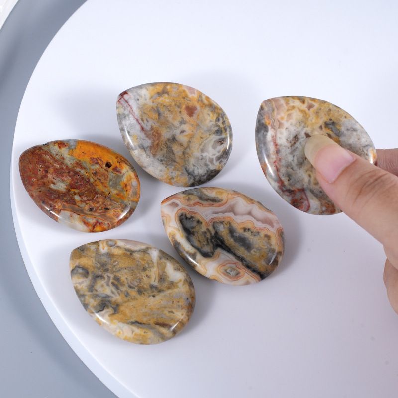 Água gota descompressão palma pedra cristal natural ágata ranhura polegar pressione alça esquecer preocupação pedra