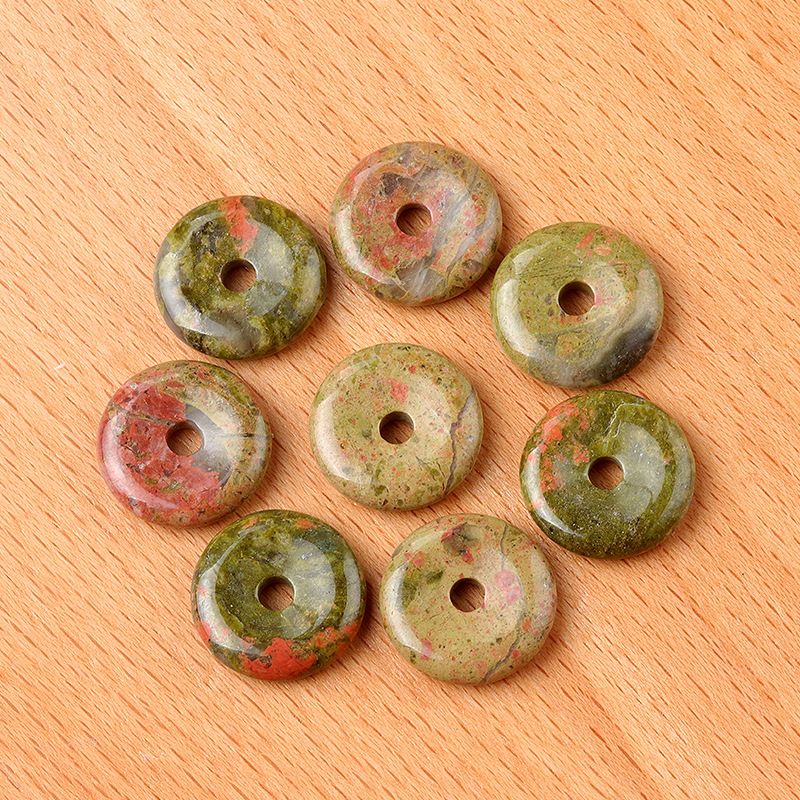 1641-12 ~ 16mm fivela de segurança, pingente de donut de pedra de ágata de cristal, anel de furo grande acessórios de jóias DIY