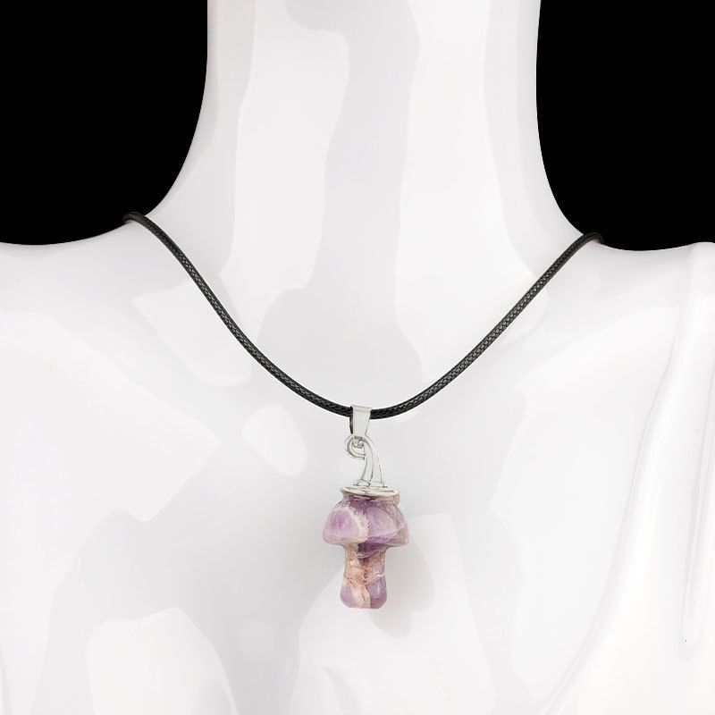 Pingente De Cogumelo De Chapéu De Bruxa De Cristal Natural