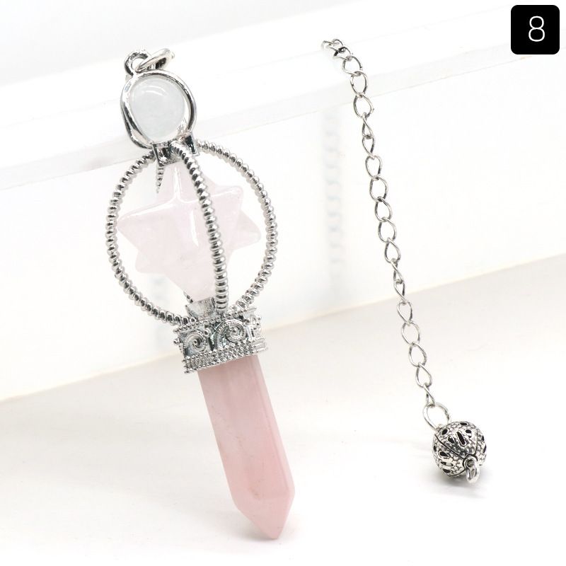 1490-Pó branco natural ametista Kabbah estrela cetro pêndulo, Kabbah mel grande satélite hexagonal pilar pingente de cristal