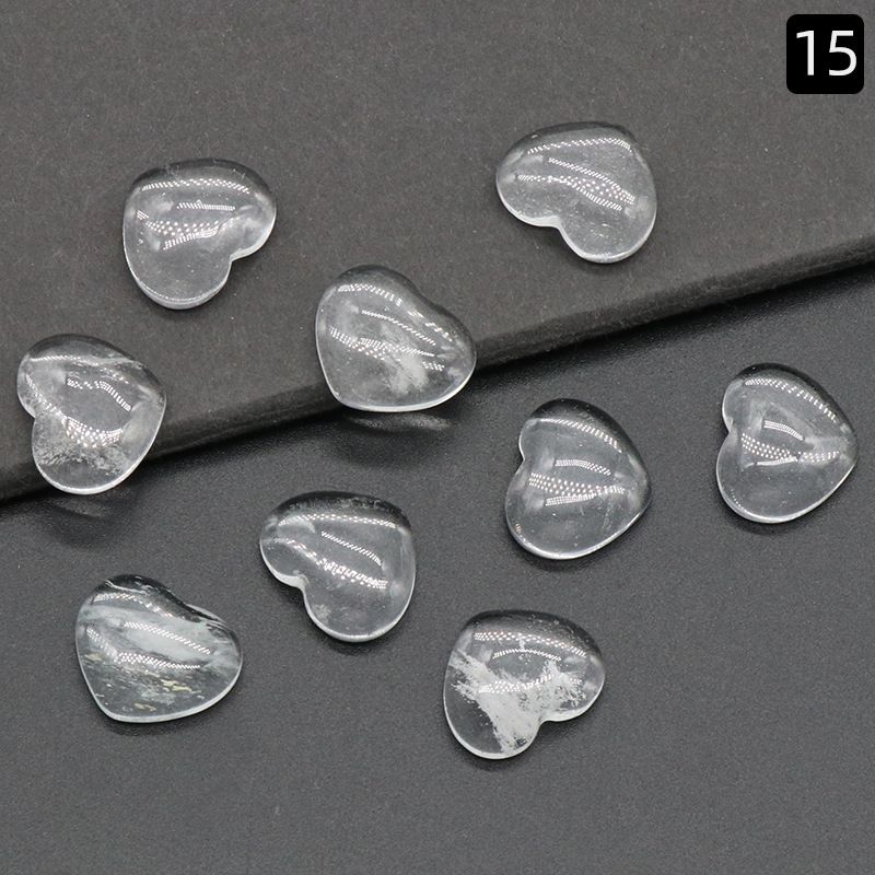 1221-15 × 18mm superfície do anel de amor, forma de coração curvado único de cristal natural, coração plano de pêssego DIY incrustado em pedra solta