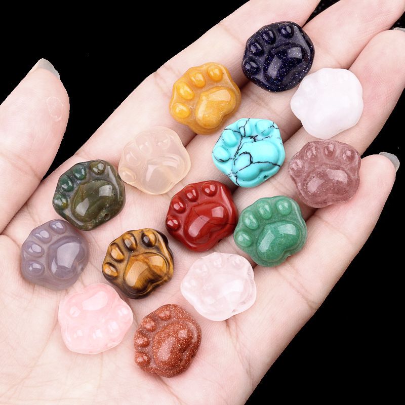 2044-16Mm Cristal Natural Ágata Dongling Jade Escultura Garra De Gato Urso Pata DIY Colar De Mão Pingente Acessórios