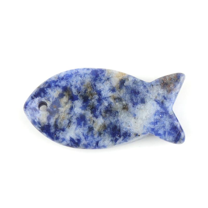 Atacado transfronteiriço 38mm cristal natural pingente de peixe pequeno DIY pedra criativa perfurada ágata pedra colar em forma de peixe