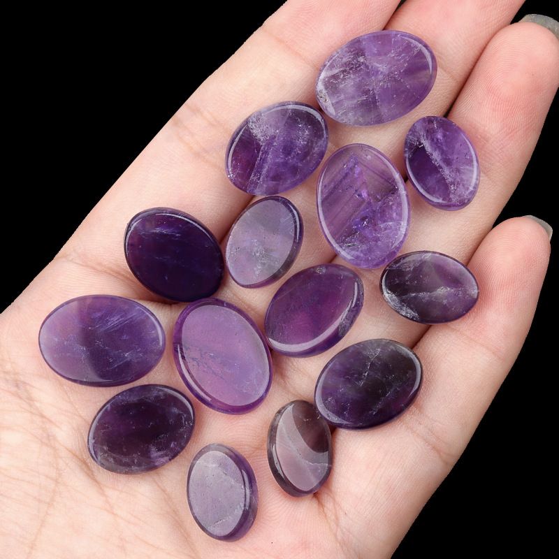 Ametista natural dupla plana oval pedra solta DIY acessórios de jóias incrustados colar material