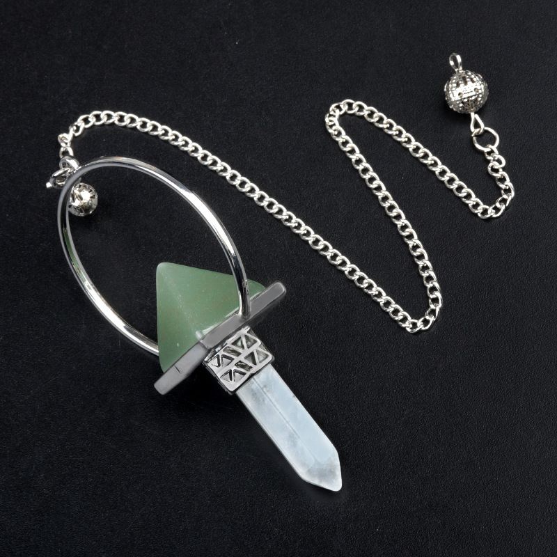 1925-Pingente de pêndulo hexagonal de pilar de cristal branco, pingente de pêndulo amplificador