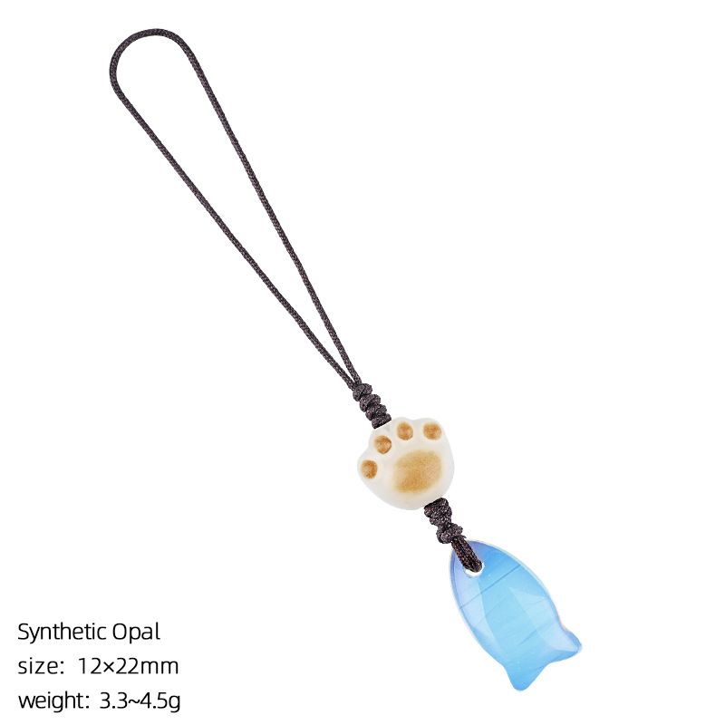 2431 Pingente de peixe pequeno de cristal natural bolsa de chave de telefone celular decoração de pedra natural gato bonito garra pingente de peixe pequeno