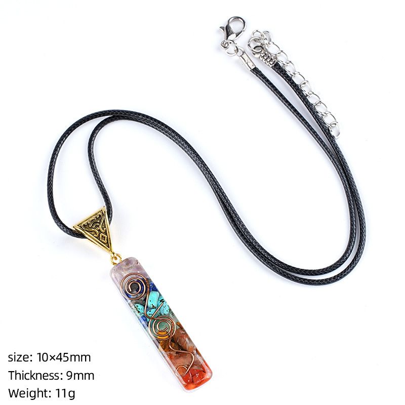 Colar de resina de pedra natural personalizado envoltório epóxi cascalho colorido polígono geométrico redondo pingente de meditação de ioga