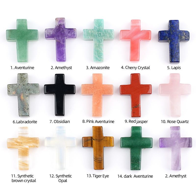 Pó de pedra natural de cristal cruz pingente pingente colar de jóias DIY acessórios