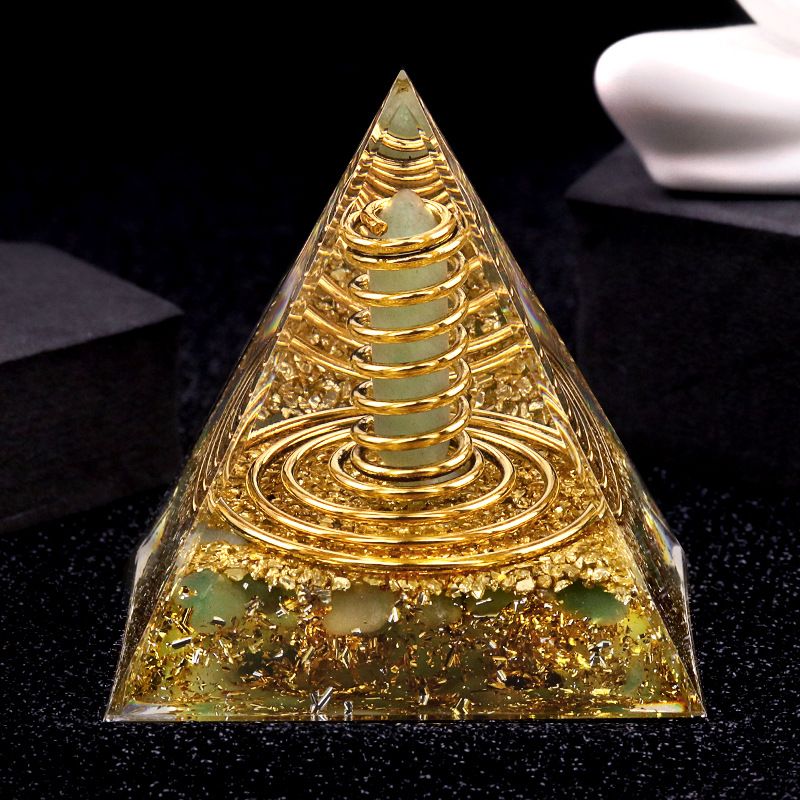 Pirâmide de cascalho de cristal de 6cm da série 225-P, ornamento doméstico de artesanato de resina epóxi