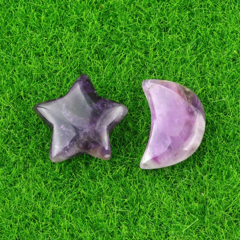 1702-Pedra semipreciosa de ágata de cristal natural 20mm pentagrama não poroso estrela lua acessórios de decoração