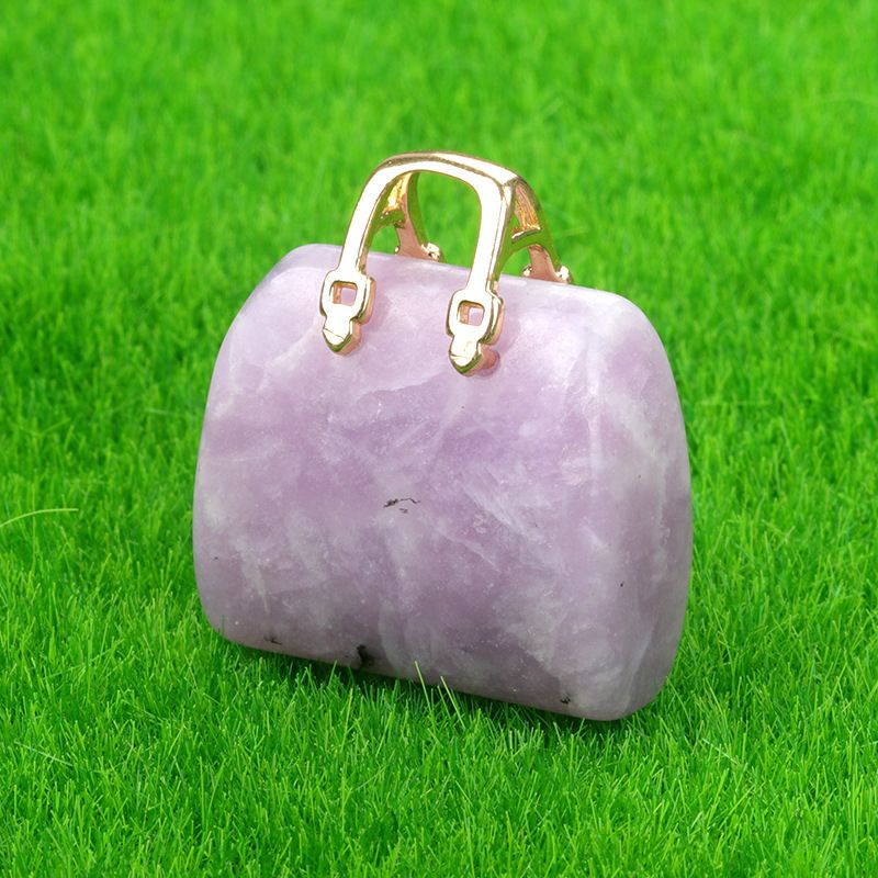1710-Mini bolsa de pedra de cristal natural, pingente de ametista ins decoração de cristal em pó de vento criatividade