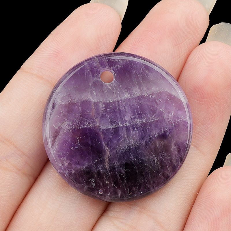 Pingente de pedra de cristal natural peça redonda de energia de pedra 30mm pode ser gravado DIY acessórios de jóias ornamento atacado