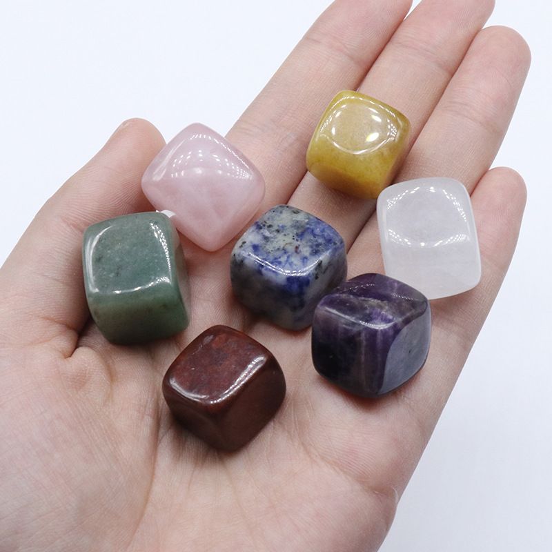 950-Cubo de Pedra Colorida, Ágata Ametista Olho de Tigre em Pó Cristal Cristal Branco Chakra Yoga Stone