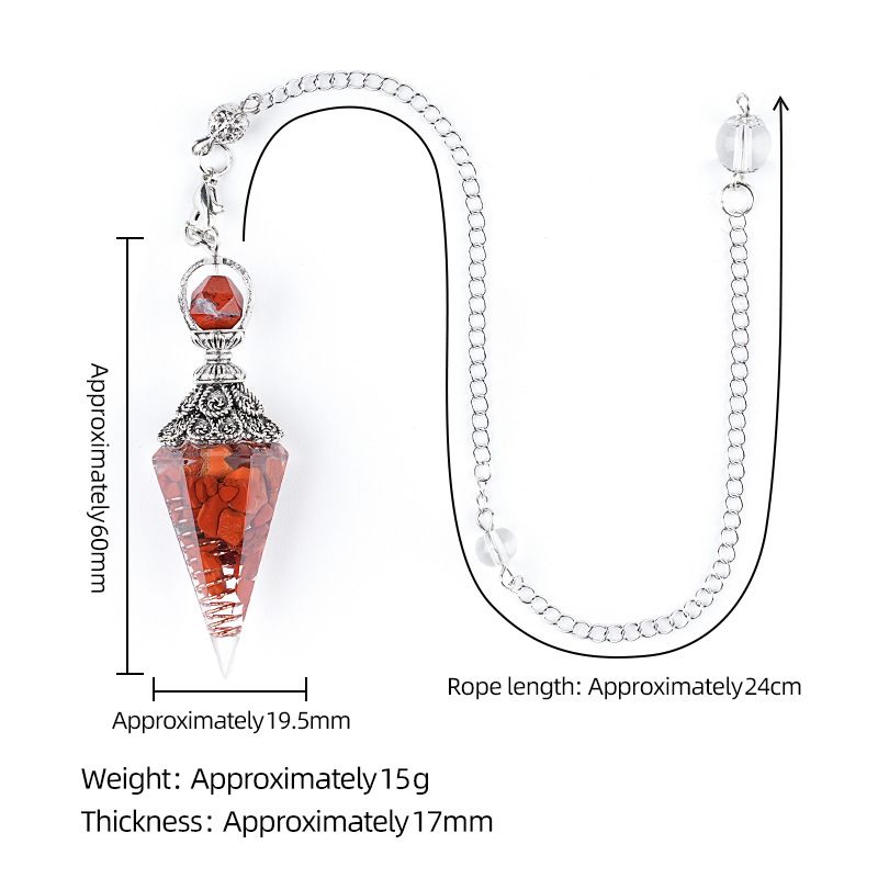 Hot Selling Cristal Natural Pêndulo Receptáculo de Prata Antiga Cone Hexagonal Ponta Única Yoga Meditação Resina de Freqüência Ajustável Pêndulo