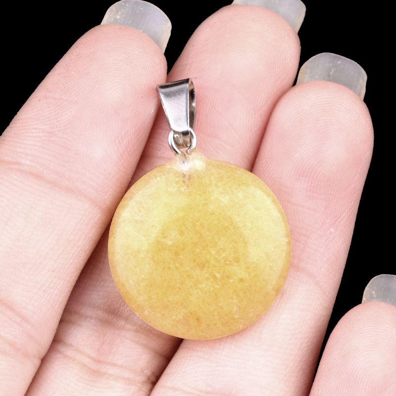 1821-20Mm cristal ágata jade redondo pingente plano, pingente de disco de pedra semipreciosa acessórios de jóias DIY