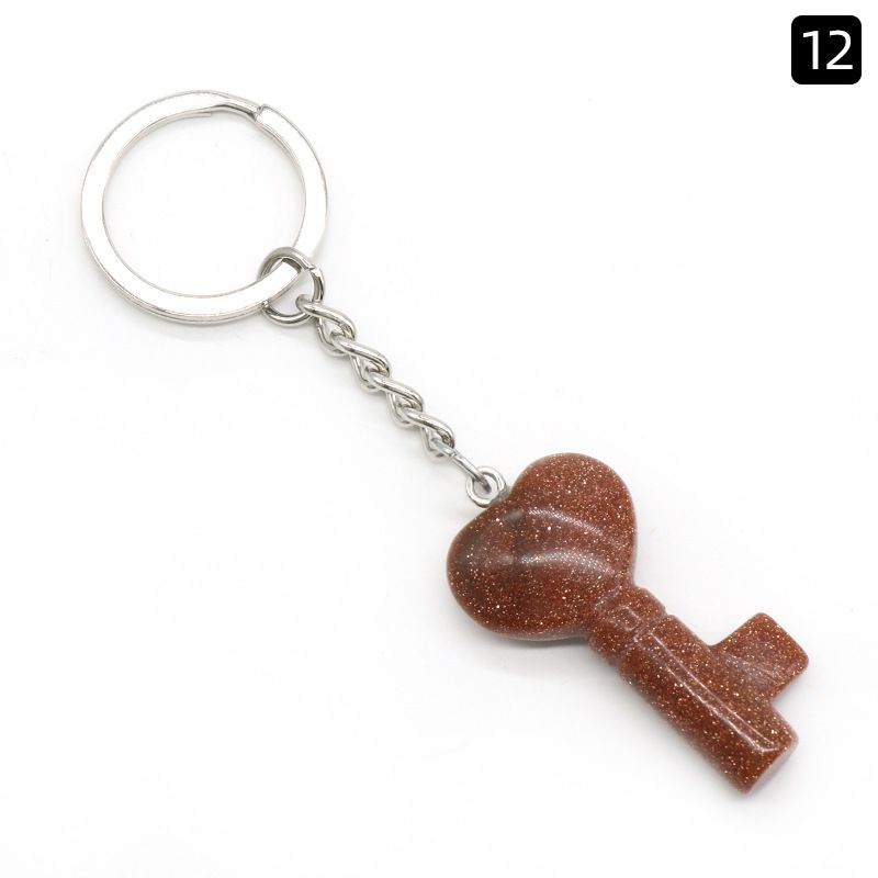 1569 - Chaveiro de Coração de Cristal Natural Chaveiro de Coração Pingente de Fechadura em Forma de Coração DIY Acessório Criativo de Pingente