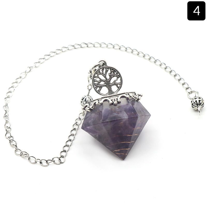 1413-Pêndulo em forma de diamante resina de ágata de cristal natural cascalho pêndulo em forma de diamante