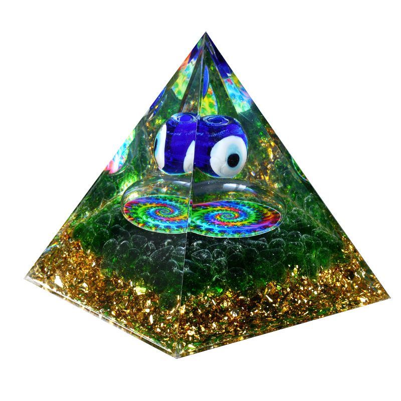 2376 Olhos Azuis Cristal Artificial Pirâmide De 6cm Casa Artesanato Resina Ornamento De Mesa Amazônia