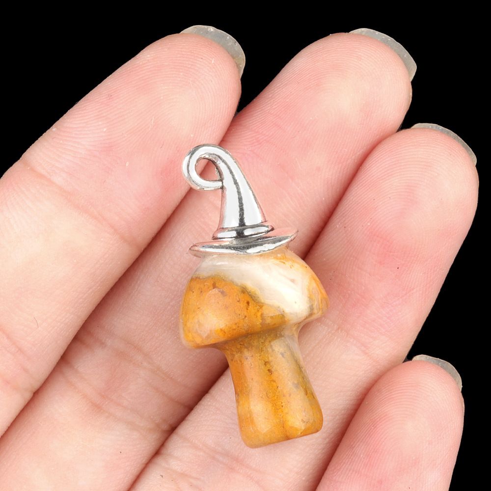 1963-Ágata de cristal natural pedra semipreciosa ametista mágica chapéu de Natal cogumelo pingente acessórios de jóias DIY