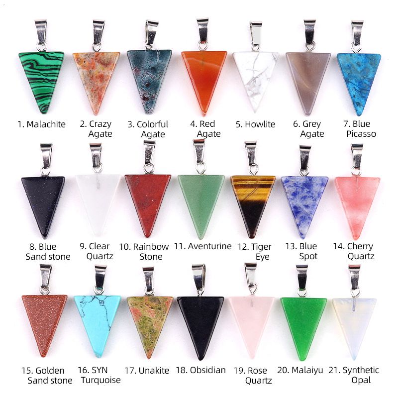 1455-20Mm Pingente Triângulo, Cristal Natural Pingente Triângulo de Pedra Semi-Preciosa Brincos DIY Colar Acessórios