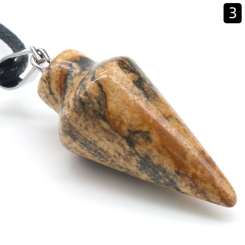 1259-Pingente cônico de cristal de ágata natural 16x30mm colar cônico transfronteiriço transmissão ao vivo jóias de pedra natural