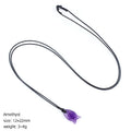 Colar de peixe de cristal natural 22Mm bonito tecido à mão ajustável corrente de suéter pedra áspera gravada pingente em forma de peixe