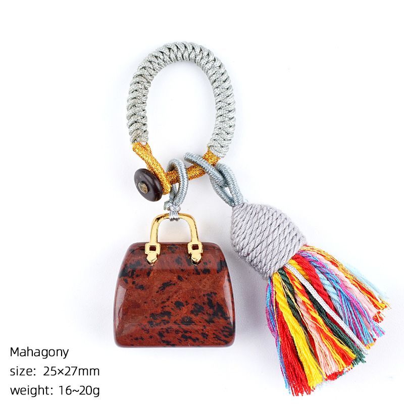 2485 Pedra natural semi-preciosa saco chaveiro criativo mão-tecido carro roupas acessórios cristal ágata pingente