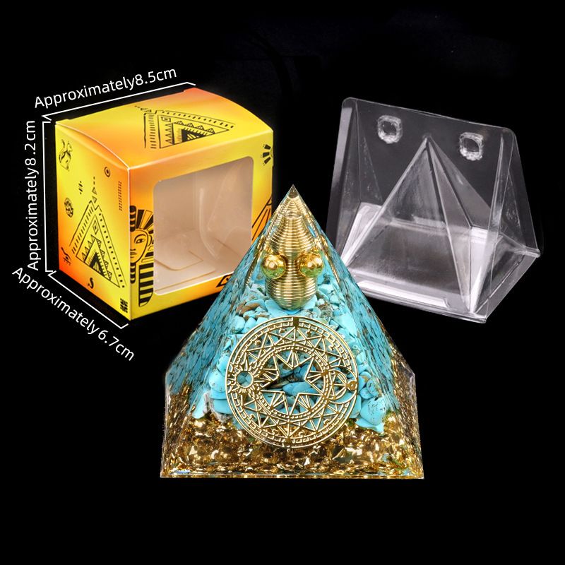 Série 2115-Q Pirâmide de cascalho de cristal de 6cm, ornamento doméstico de artesanato de resina epóxi