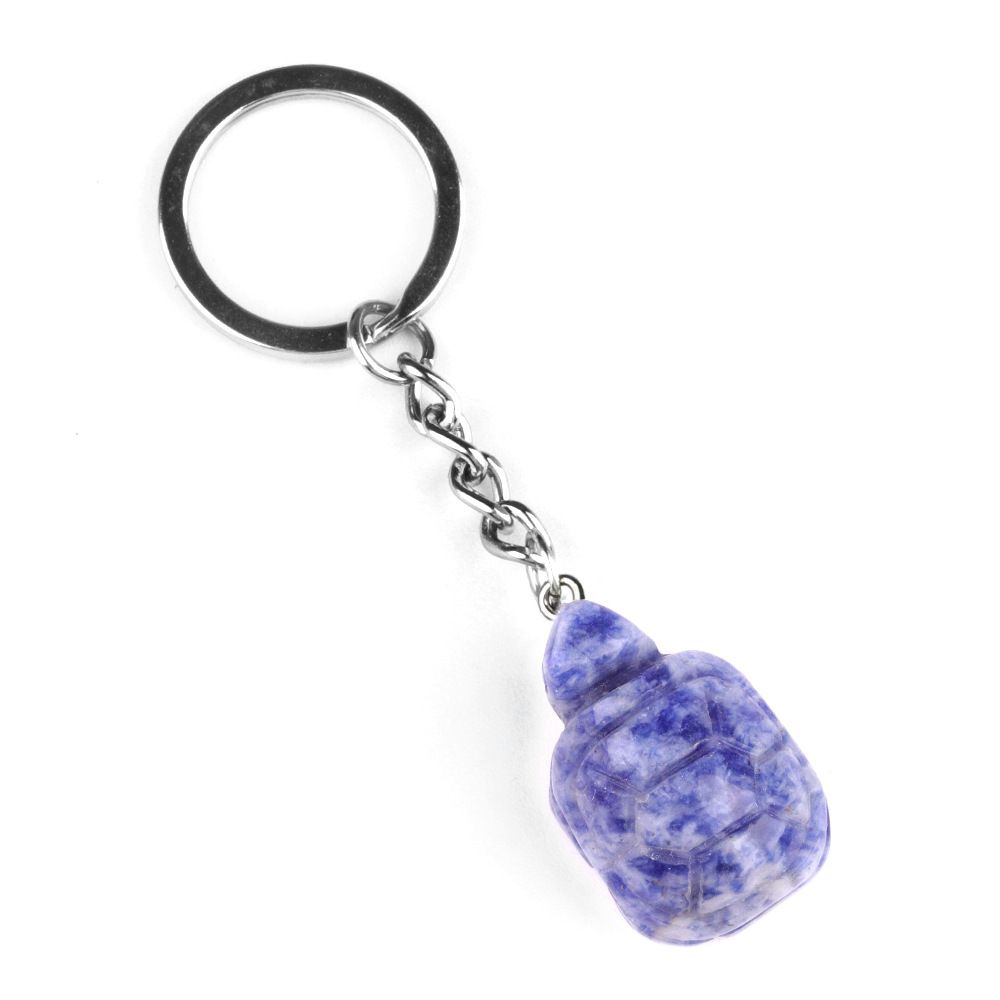 1944-Chaveiro de tartaruga pequena, agate de cristal pingente de chave de animal gravado em pedra semipreciosa