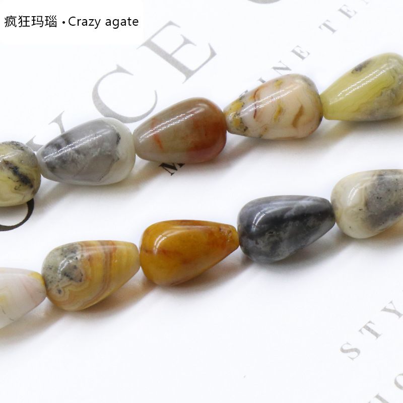 861-Pedra semipreciosa de ágata de cristal natural 8X12mm gota de água frisada DIY pulseira colar brincos material de jóias