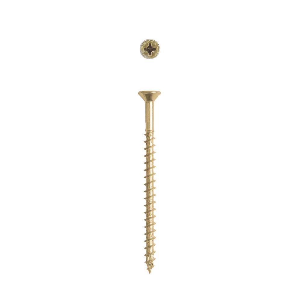 #10 x 3 in. Phillips-Square Drive Flat Head Full Thread Yellow Zinc Coated Multi-Material Screw (72 per Box)