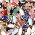 1636-Cristal Natural Oval Corte Duplo Pingente De Buraco Duplo Diy Acessórios Colar Brincos Acessórios Conector