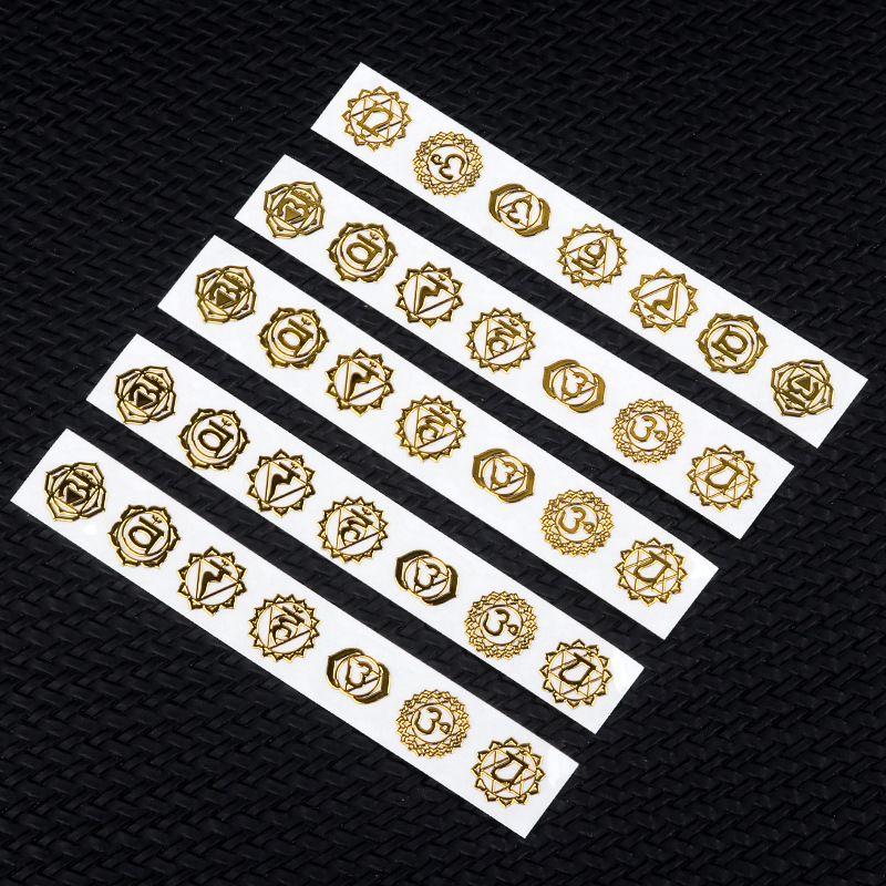 Adesivo de metal com símbolo de chakra 6130, adesivo de cobre com símbolo de ioga 7PCS 1-1.3 cm