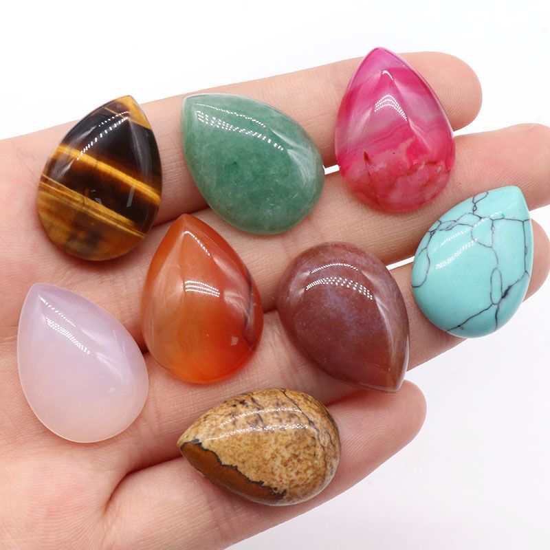 1235-18 × 25 superfície do anel de gota de água, cristal natural única superfície curva geométrica DIY jóias incrustadas com acessórios de pedra solta