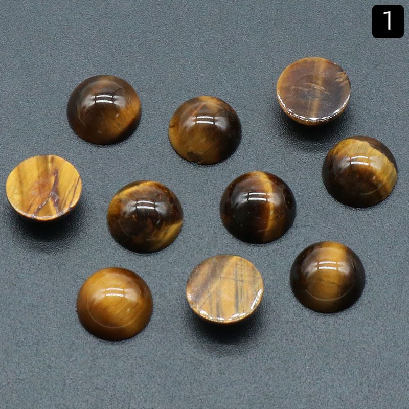 1248-10Mm anel redondo superfície de cristal natural única superfície curva redonda geométrica DIY jóias incrustadas com acessórios de pedra solta