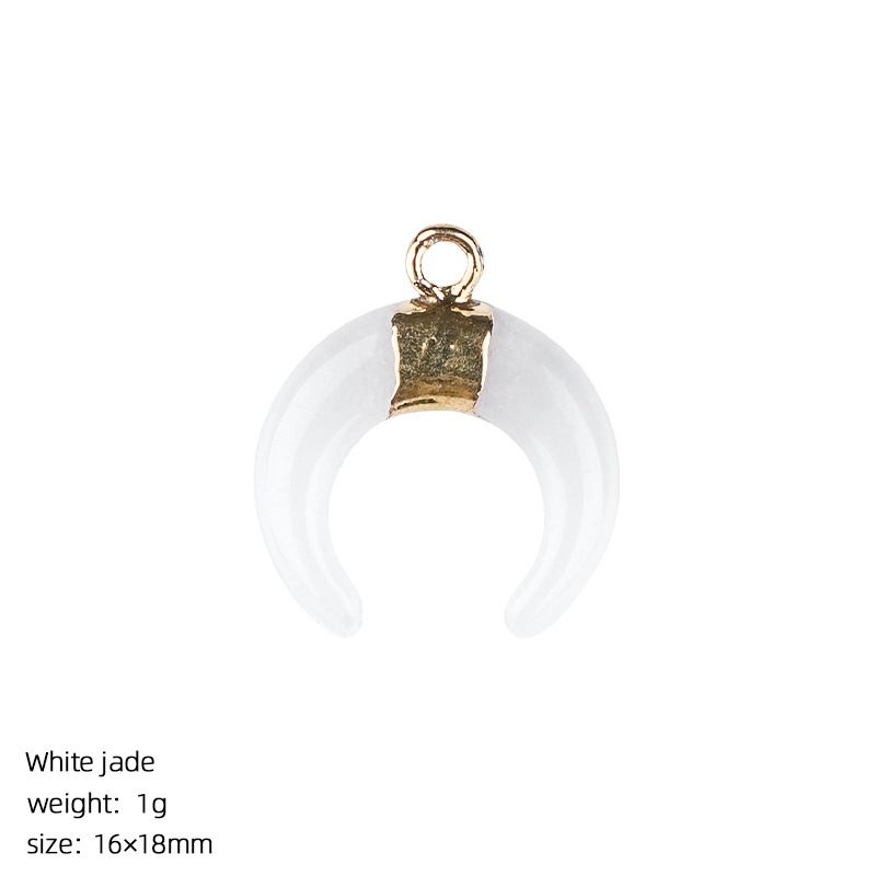 1440 Pingente de lua de cristal natural artesanal pulseira colar brincos dourados único pendurado tipo C chifre de pedra natural