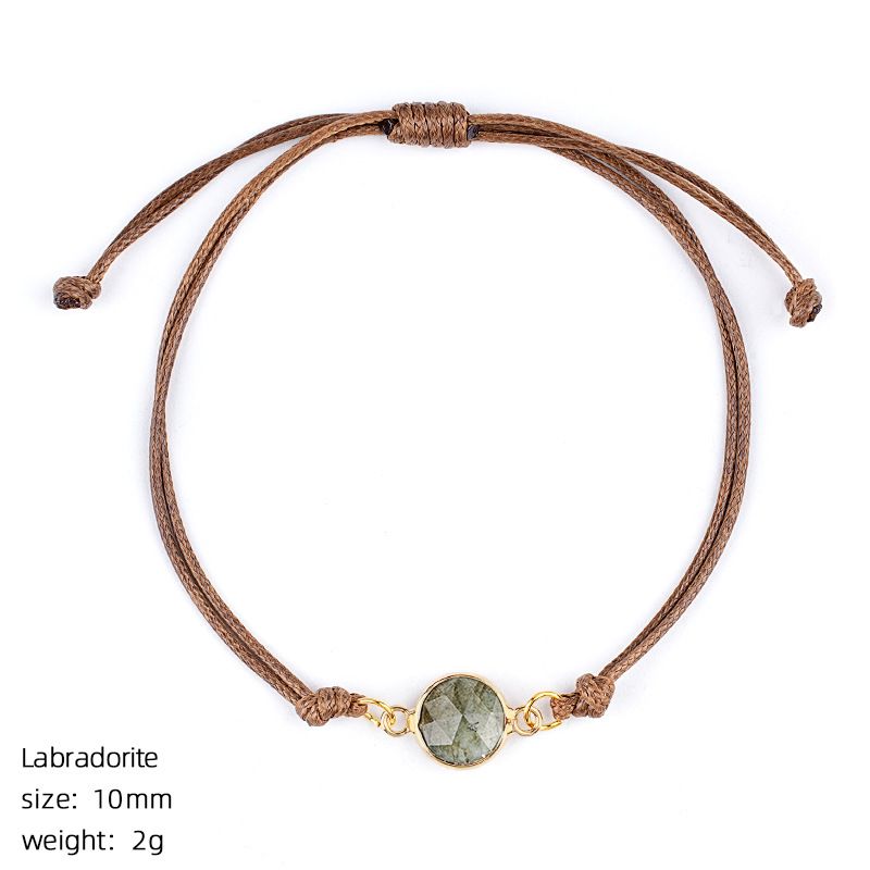Pulseira de cristal natural retro boêmio tecido à mão ajustável corte de pedra bruta transfronteiriça fornecimento especial